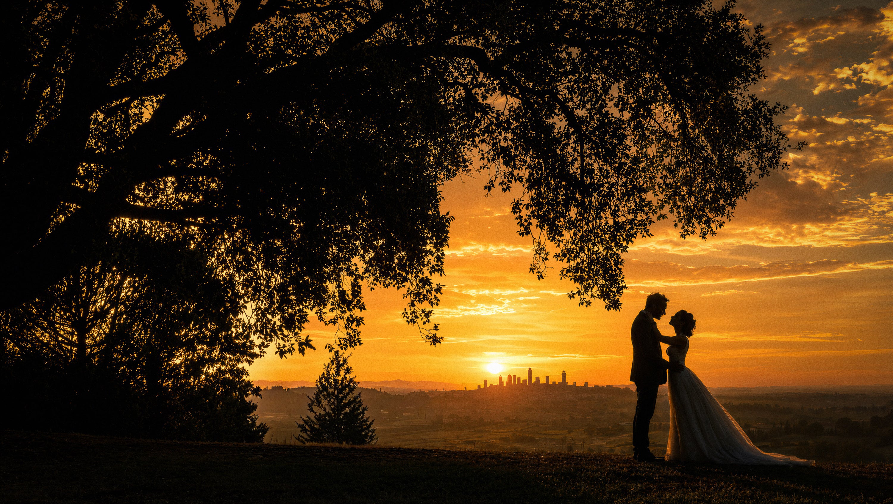 Italian lakeside villa at golden hour, destination wedding setting